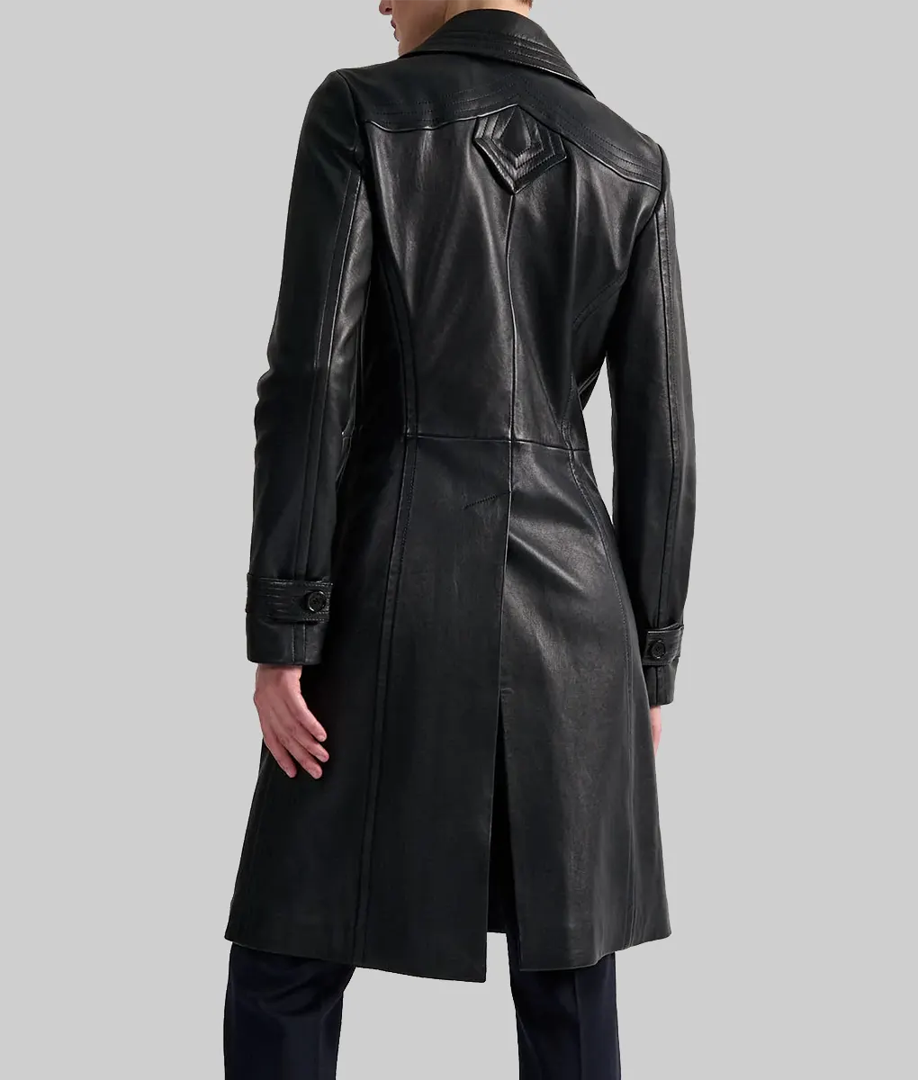 SiriusXM Studios Rachel Brosnahan Black Leather Coat | TLC