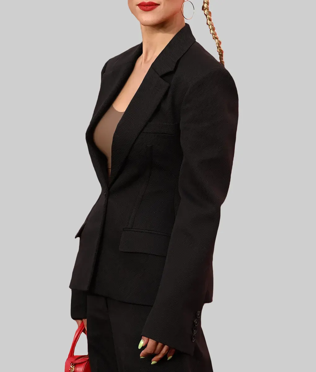 Sinners Premiere Nathalie Emmanuel Black Blazer - Sinners Premiere Nathalie Emmanuel Black Blazer - Side