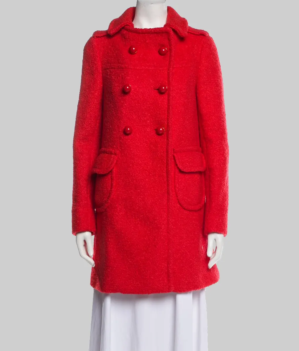 The Life List Sofia Carson Red Pea Coat - The Life List Sofia Carson (Alex) Red Pea Coat - Front View