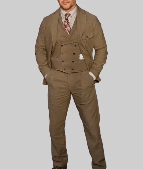 Tom Hardy Brown 3 Piece Suit - Havoc World Premiere Tom Hardy Brown 3 Piece Suit - Front