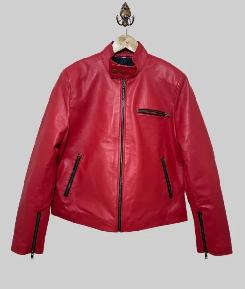 Valeria Ryder Red Leather Jacket - Clearance Item - Front