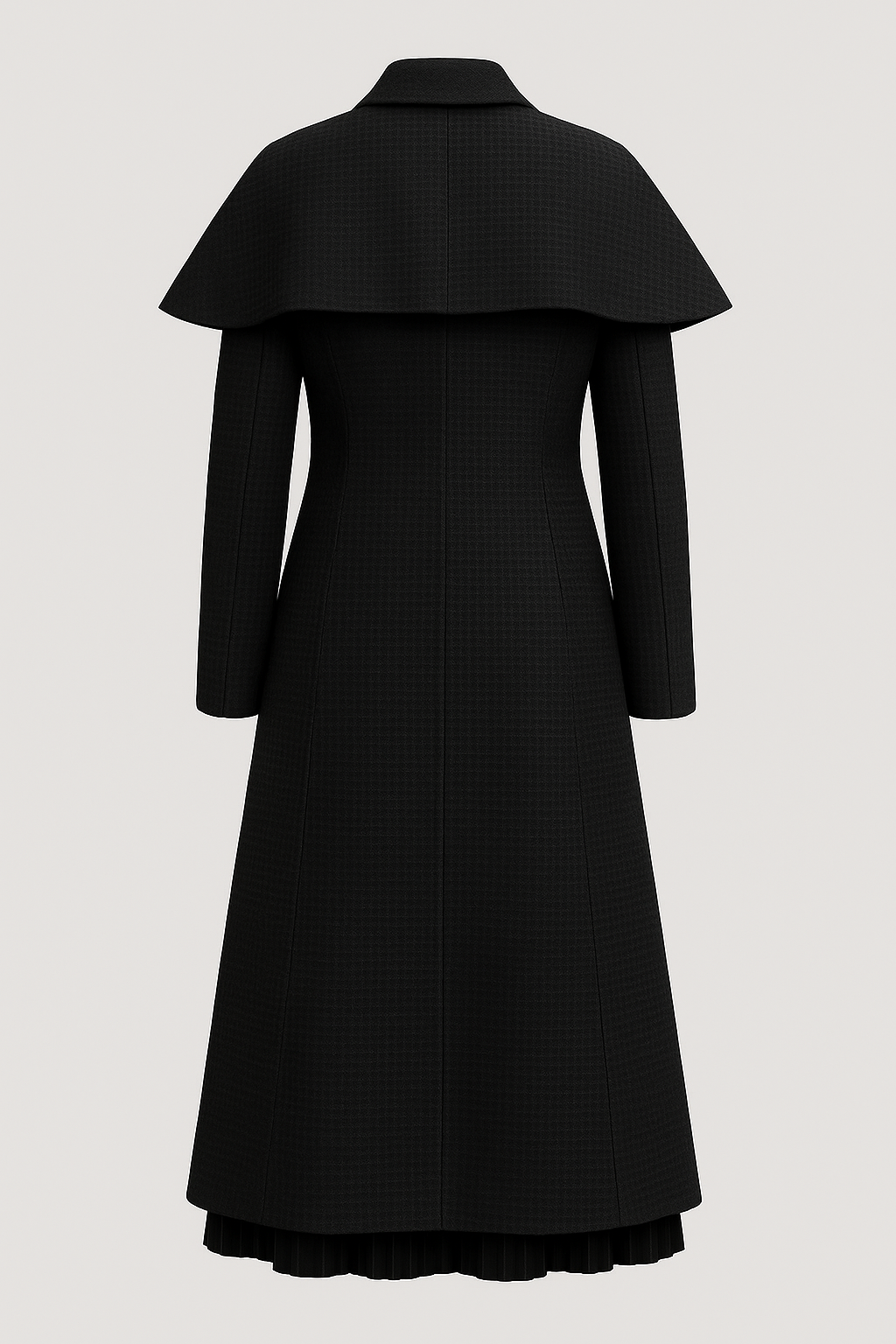 Wednesday S02 Jenna Ortega Black Coat - Wednesday S02 Jenna Ortega Cloak Shoulder Black Coat - Back