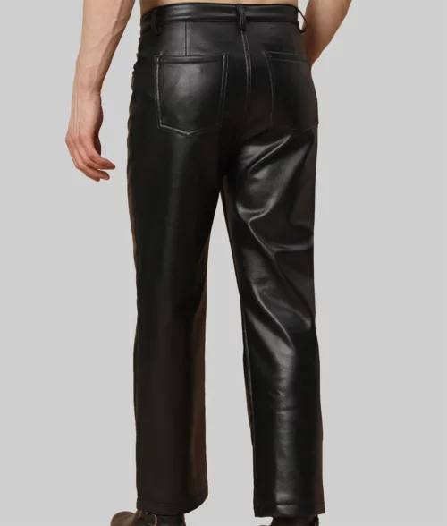 Ben Men's Black Leather Pant - Back