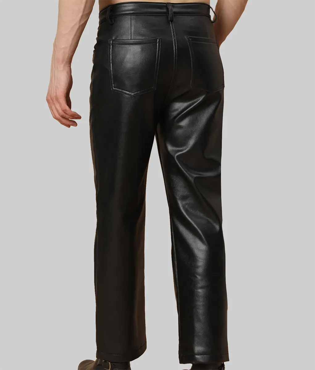 Ben Men's Black Leather Pant - Back