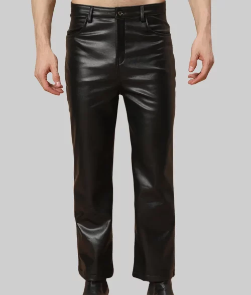 Ben Men's Black Leather Pant - Front