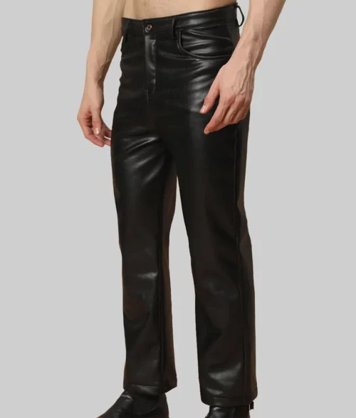 Ben Men's Black Leather Pant - Left