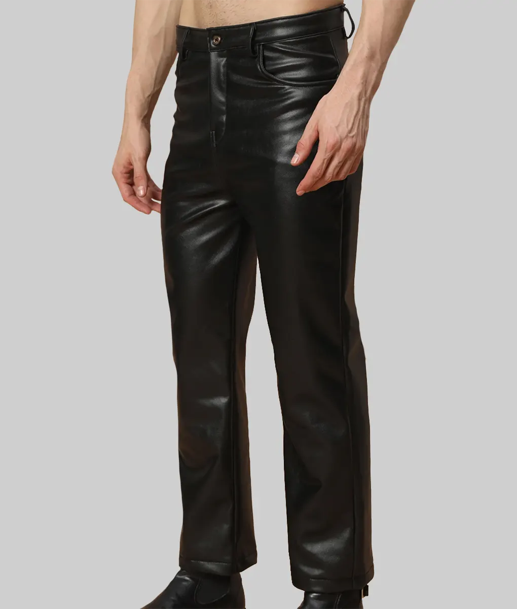 Ben Men's Black Leather Pant - Left