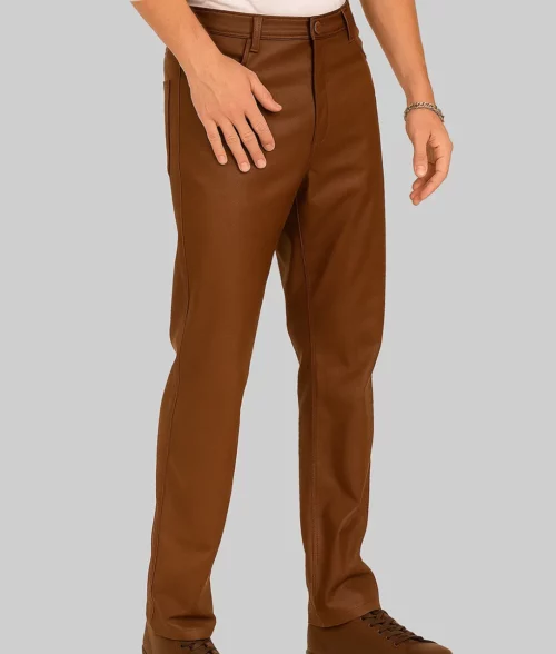 Ben Men's Brown Leather Pant - Right