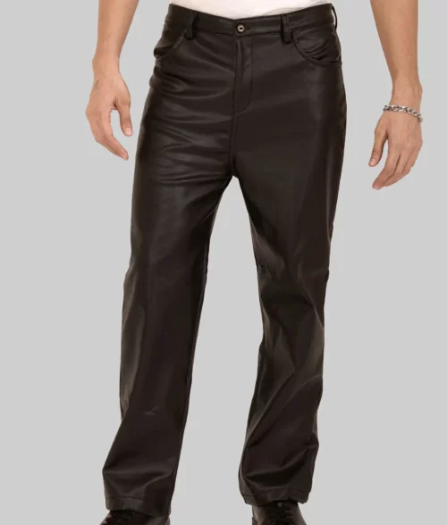 Cody Men's Dark Brown Leather Pant - Front