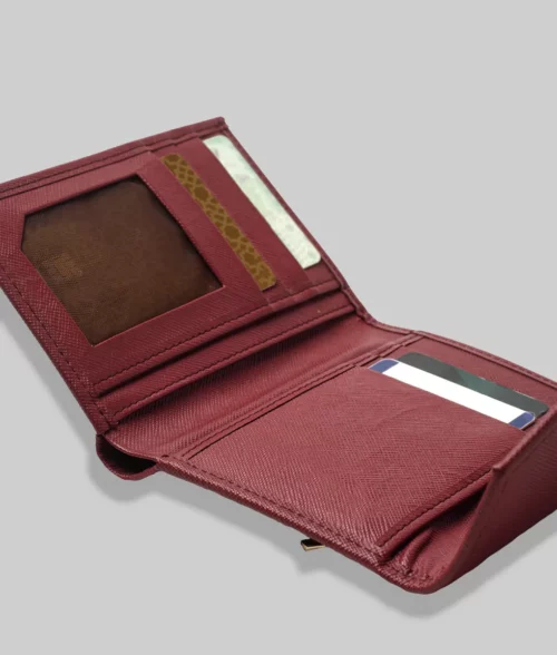 Gary Men's Maroon Leather Wallet - Open 2