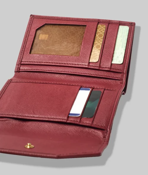 Gary Men's Maroon Leather Wallet - Open