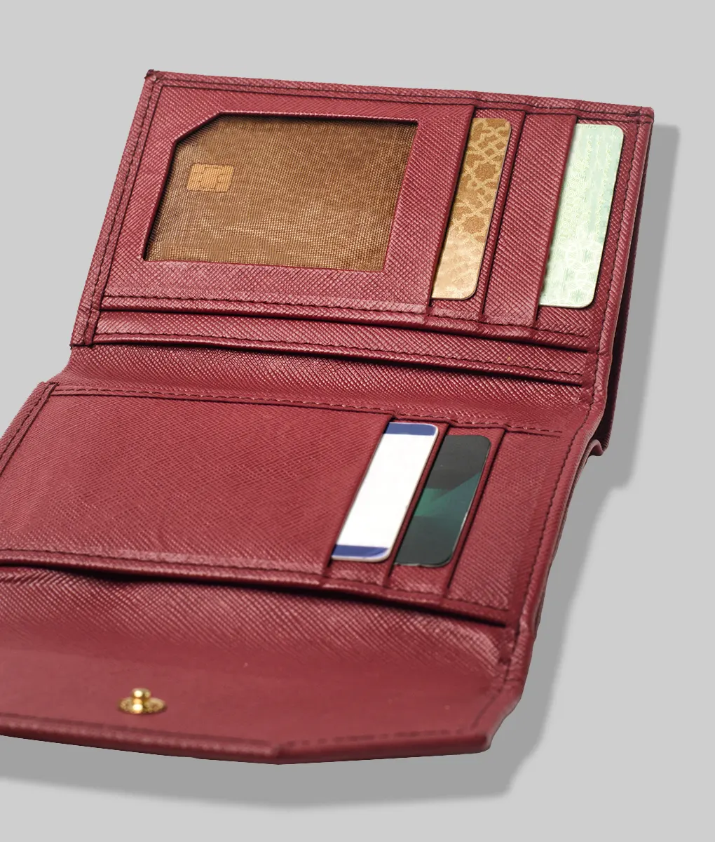 Gary Men's Maroon Leather Wallet - Open