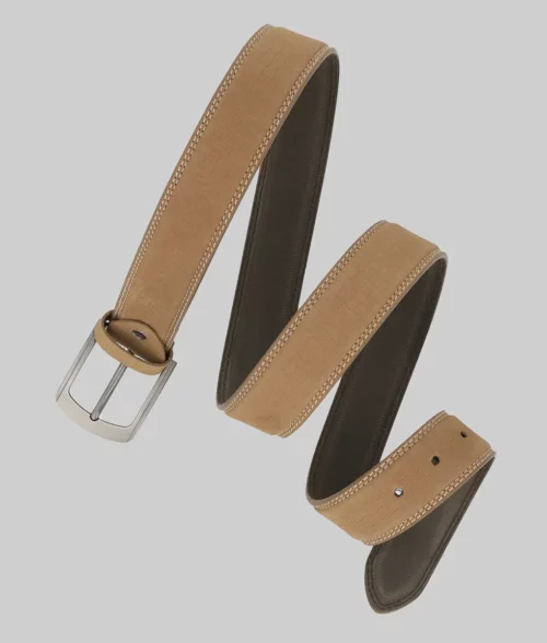 George Men's Light Brown Leather Belt - Air Round