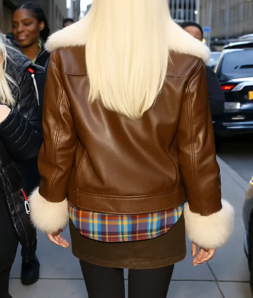 Gwen Stefani Brown Leather Jacket - Gwen Stefani Brown Leather Jacket - Back