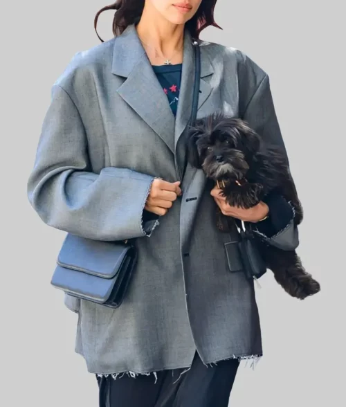 Irina Shayk Oversized Grey Blazer - Side