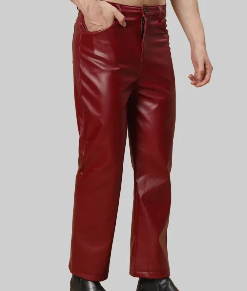 Justin Men's Maroon Leather Pant - Right