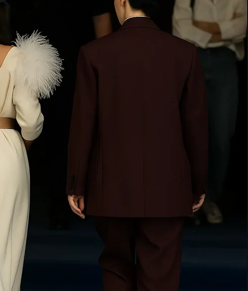 Kris Jenner Double Breasted Maroon Blazer - Kris Jenner Double Breasted Maroon Blazer - Back