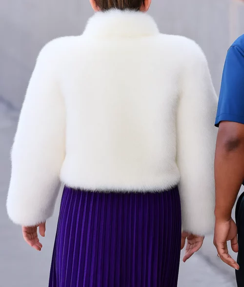 Miley Cyrus White Fur Jacket - Back