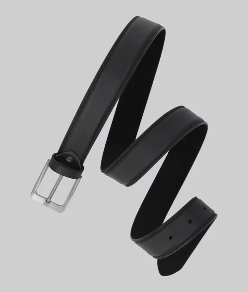 Nate Men's Black Leather Belt - Air Round