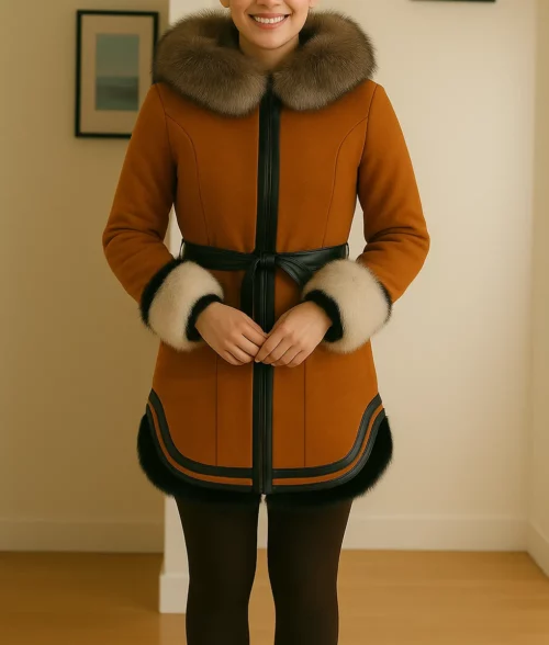 North of North Anna Lambe Orange Winter Coat - North of North Anna Lambe (Siaja) Orange Winter Coat - Front