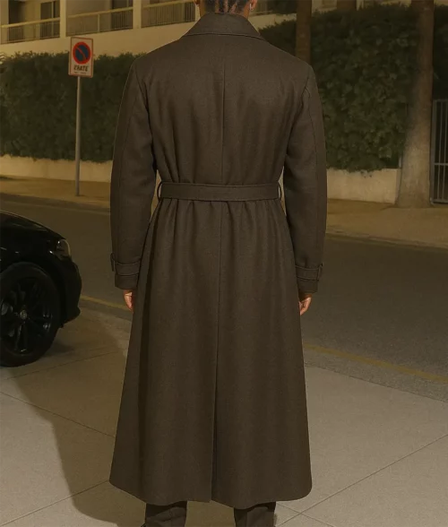 Rakim Mayers Brown Cotton Trench Coat - Back