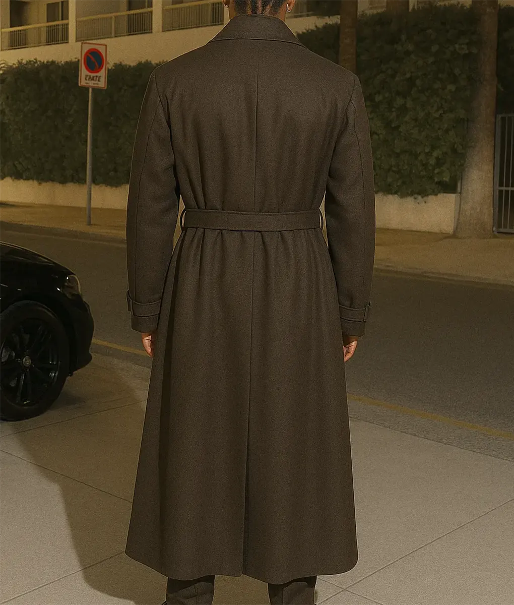 Rakim Mayers Brown Cotton Trench Coat - Back