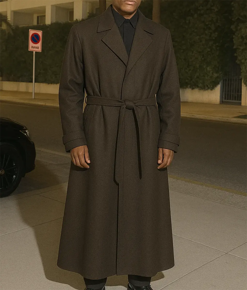 Rakim Mayers Brown Cotton Trench Coat - Front