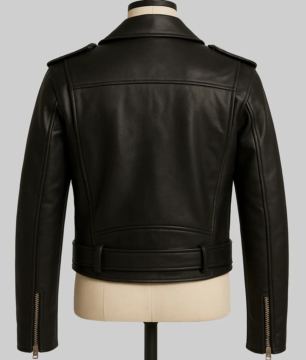 Yellowjackets S03 Christina Ricci Black Biker Jacket - Yellowjackets S03 Christina Ricci (Misty) Black Biker Jacket - Back View
