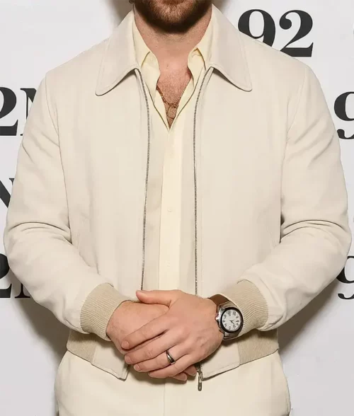 Aaron Taylor-Johnson Beige Cotton Jacket - Front