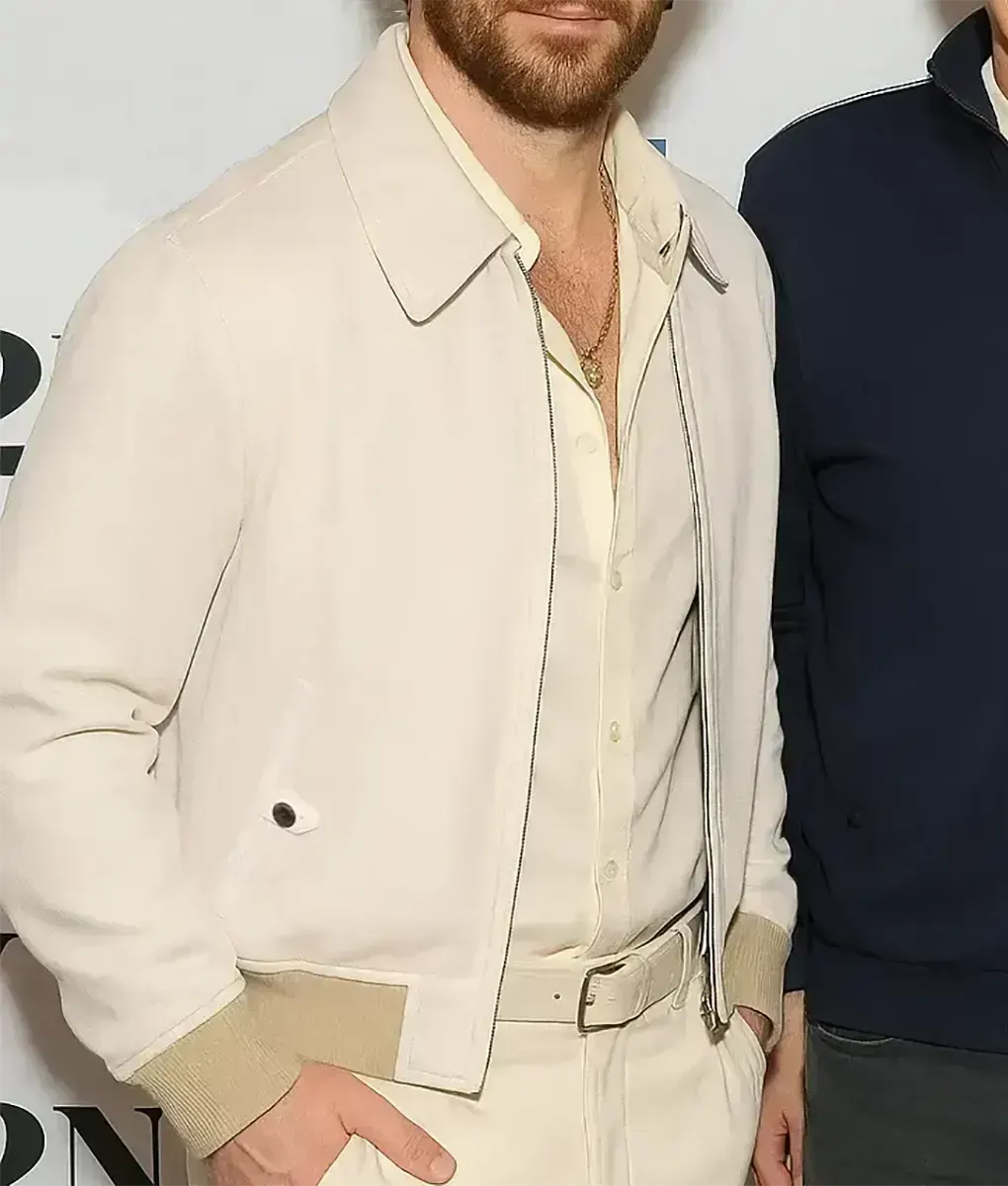 Aaron Taylor-Johnson Beige Cotton Jacket - Side