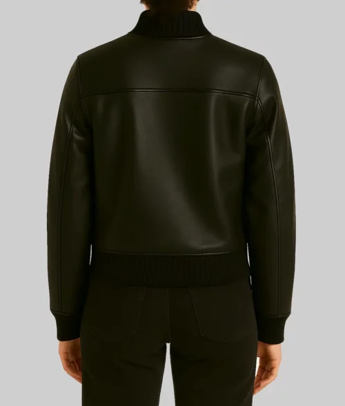 Alaia Azrael Women's Black Leather Bomber Jacket - Back