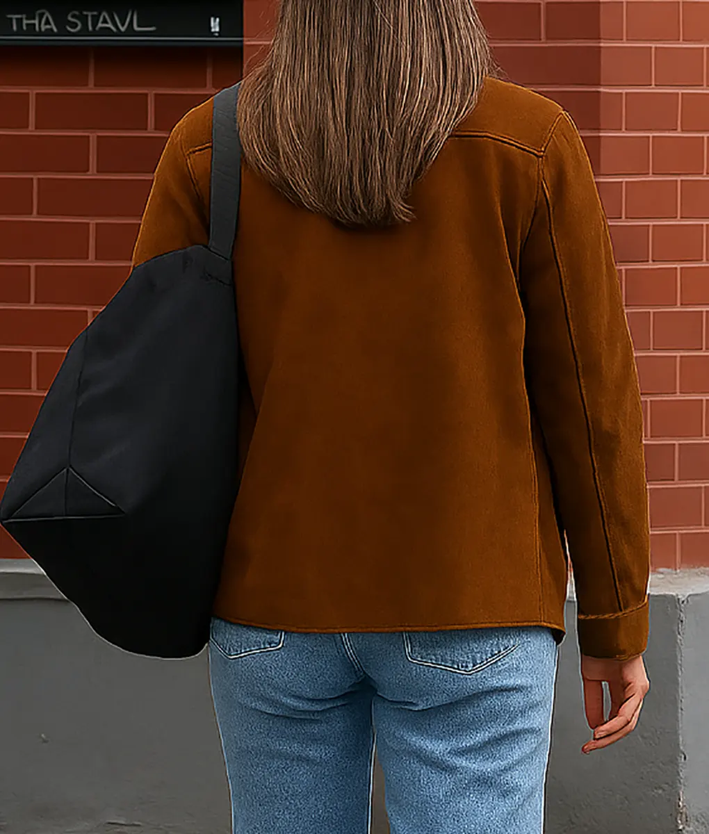Daisy Edgar-Jones Brown Suede Jacket - Back