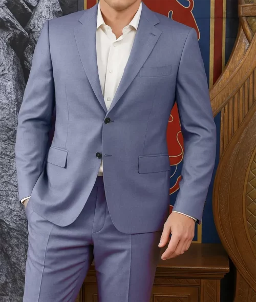 Gerard Butler Bluish Grey 2 Piece Suit - Front View