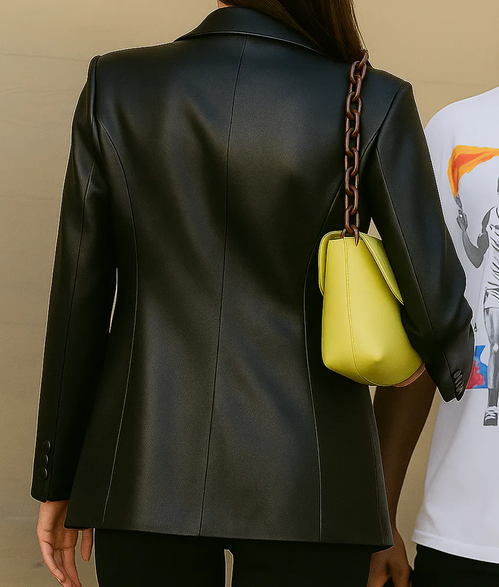 Kendall Jenner Black Leather Blazer - Back