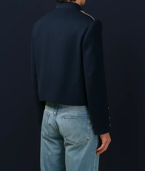 Noah Schnapp Dark Blue Mlitary Jacket - Back