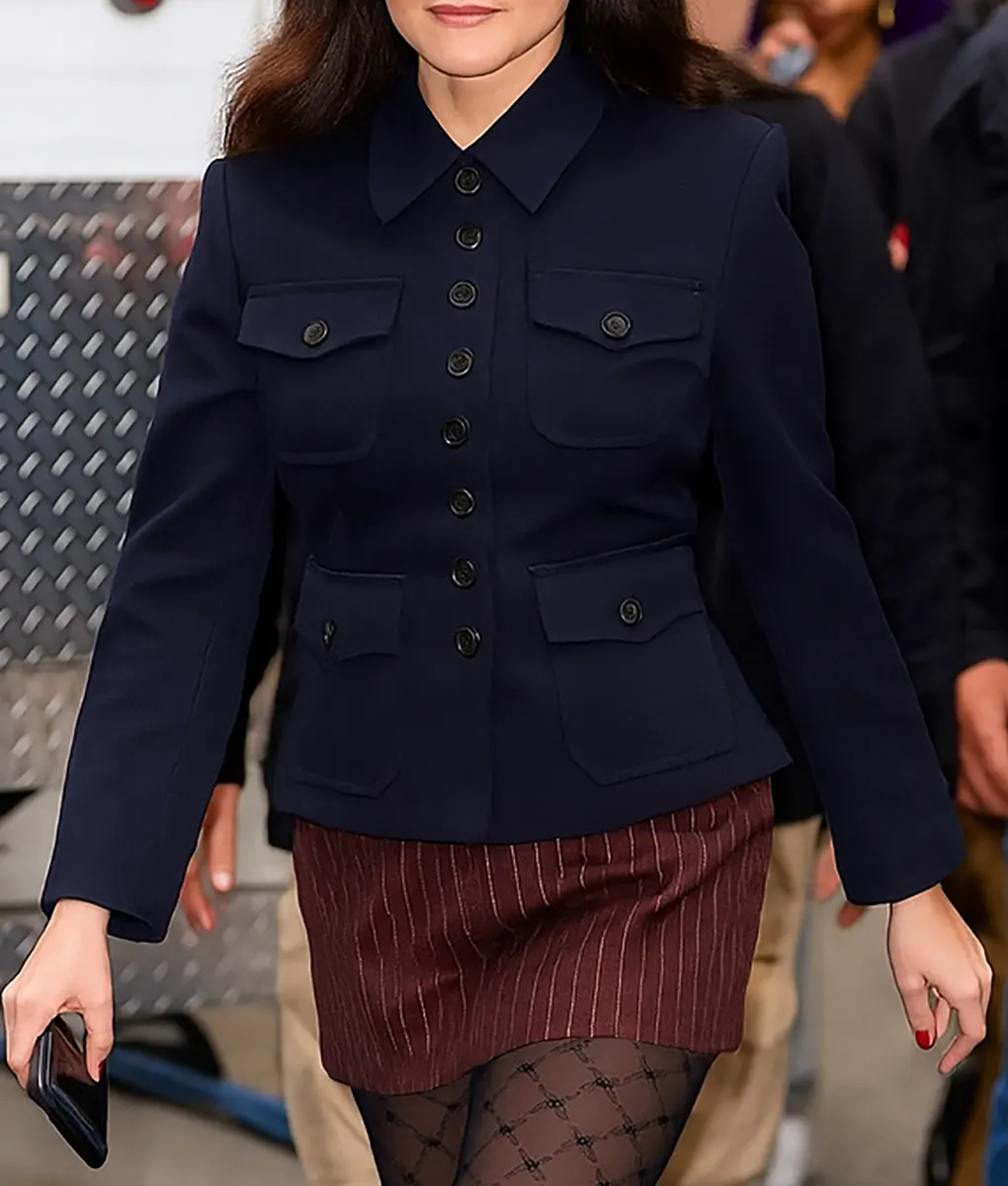 Selena Gomez Blue Wool Jacket - Front