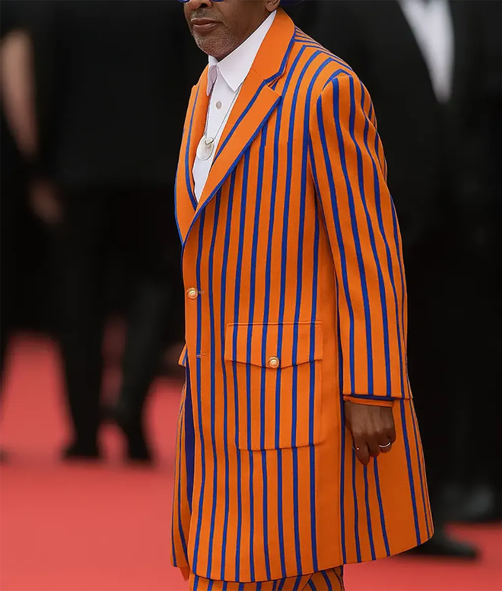Spike Lee Orange & Blue Stripes Coat - Side