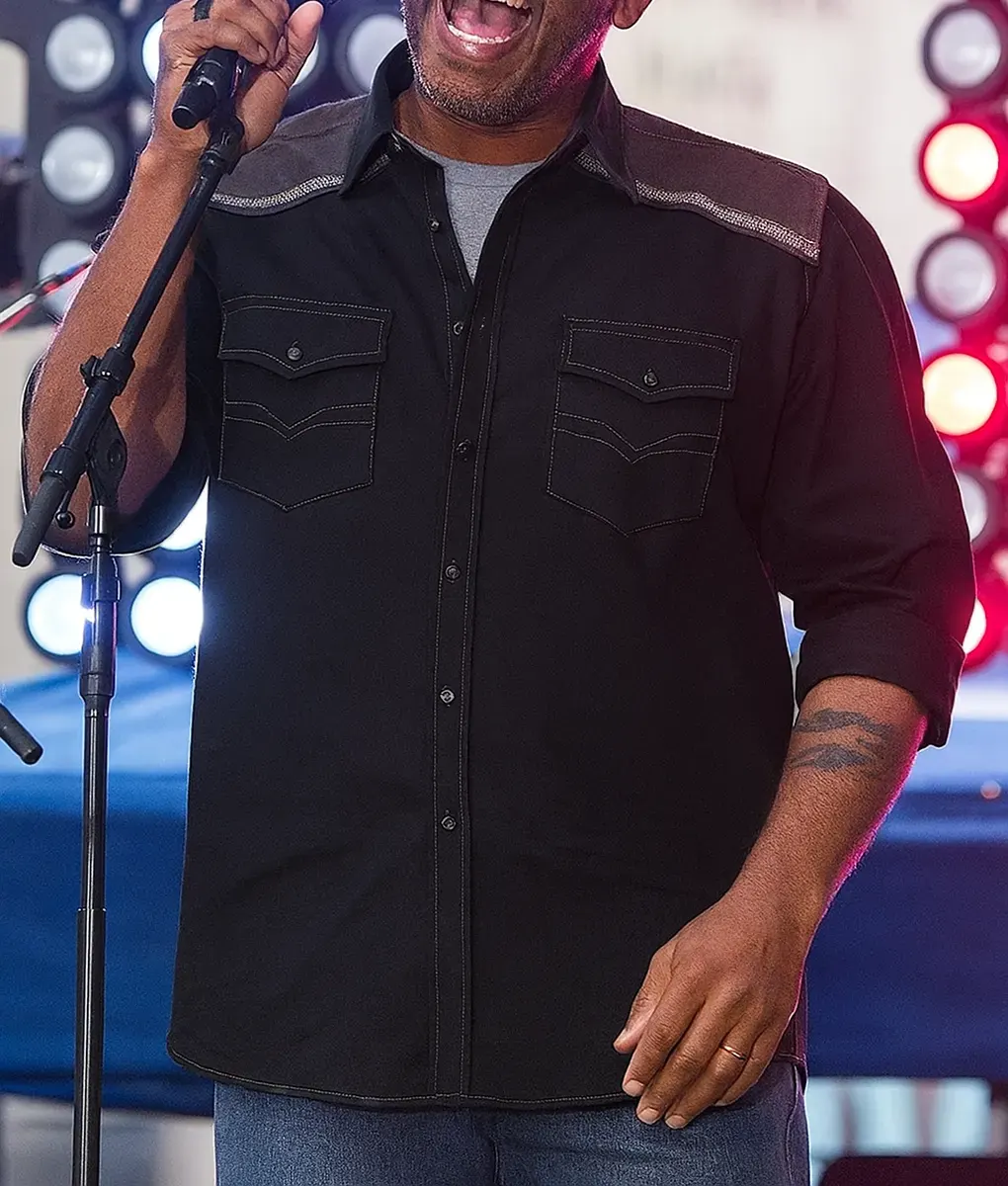 Blake Shelton Black Cotton Shirt - Front