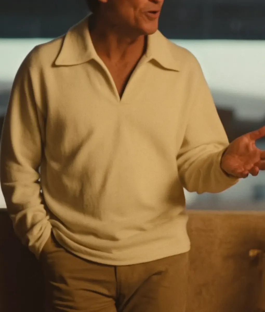 Brad Pitt Off White Sweatshirt - Front