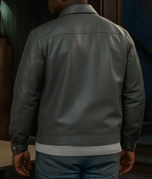 Power Book IV Force Isaac Keys Grey Leather Jacket - Back