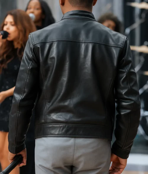 Sean John Combs Black Leather Jacket - Back