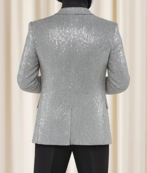 Daft Punk Sequin Blazer - Silver Back