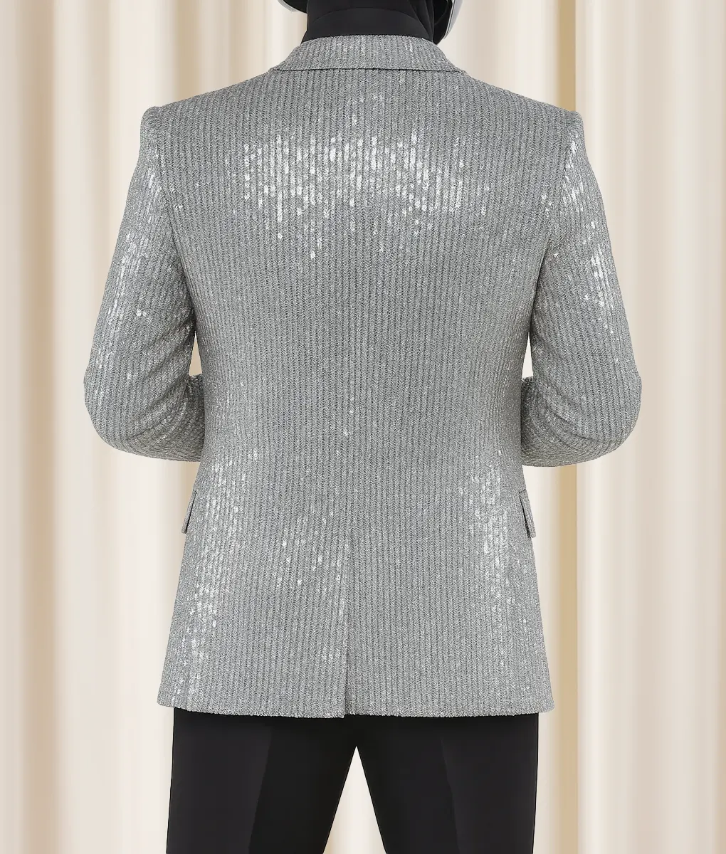Daft Punk Sequin Blazer - Silver Back