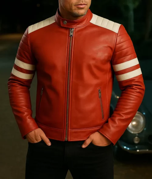Fight Club Brad Pitt Red Jacket - Front View