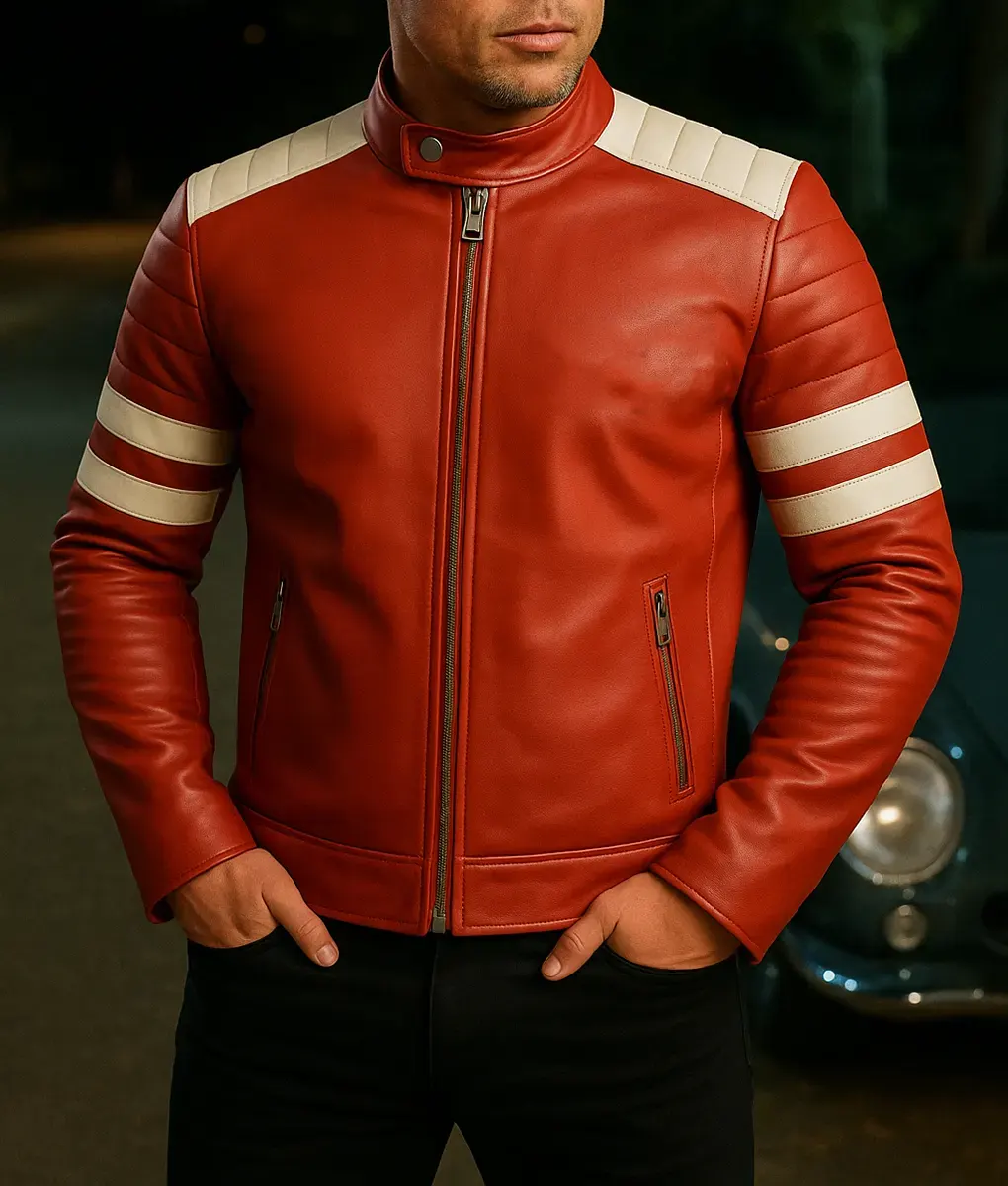 Fight Club Brad Pitt Red Jacket - Front View