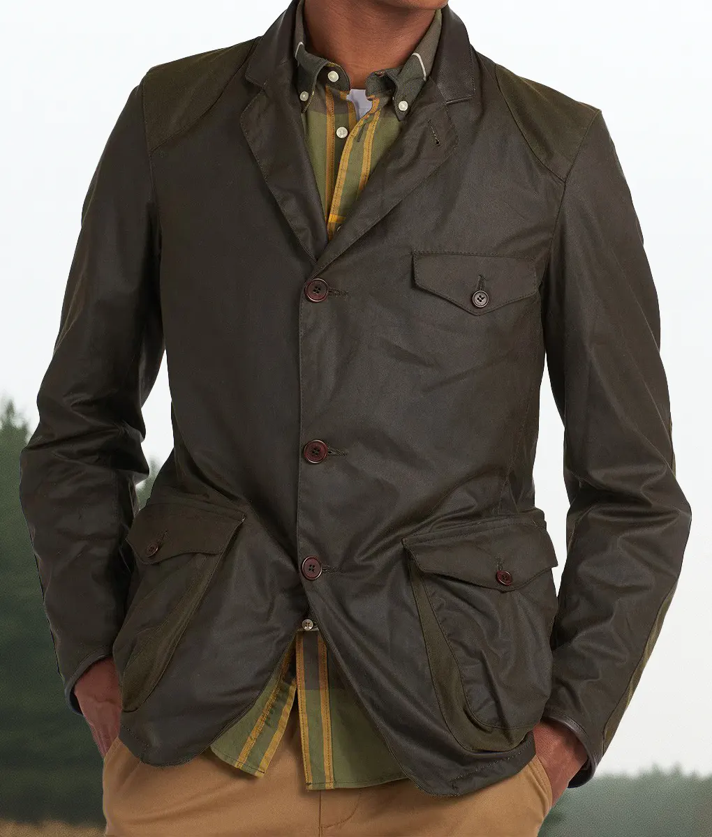 Skyfall Danial Craig Waxed Cotton Jacket - Front Close
