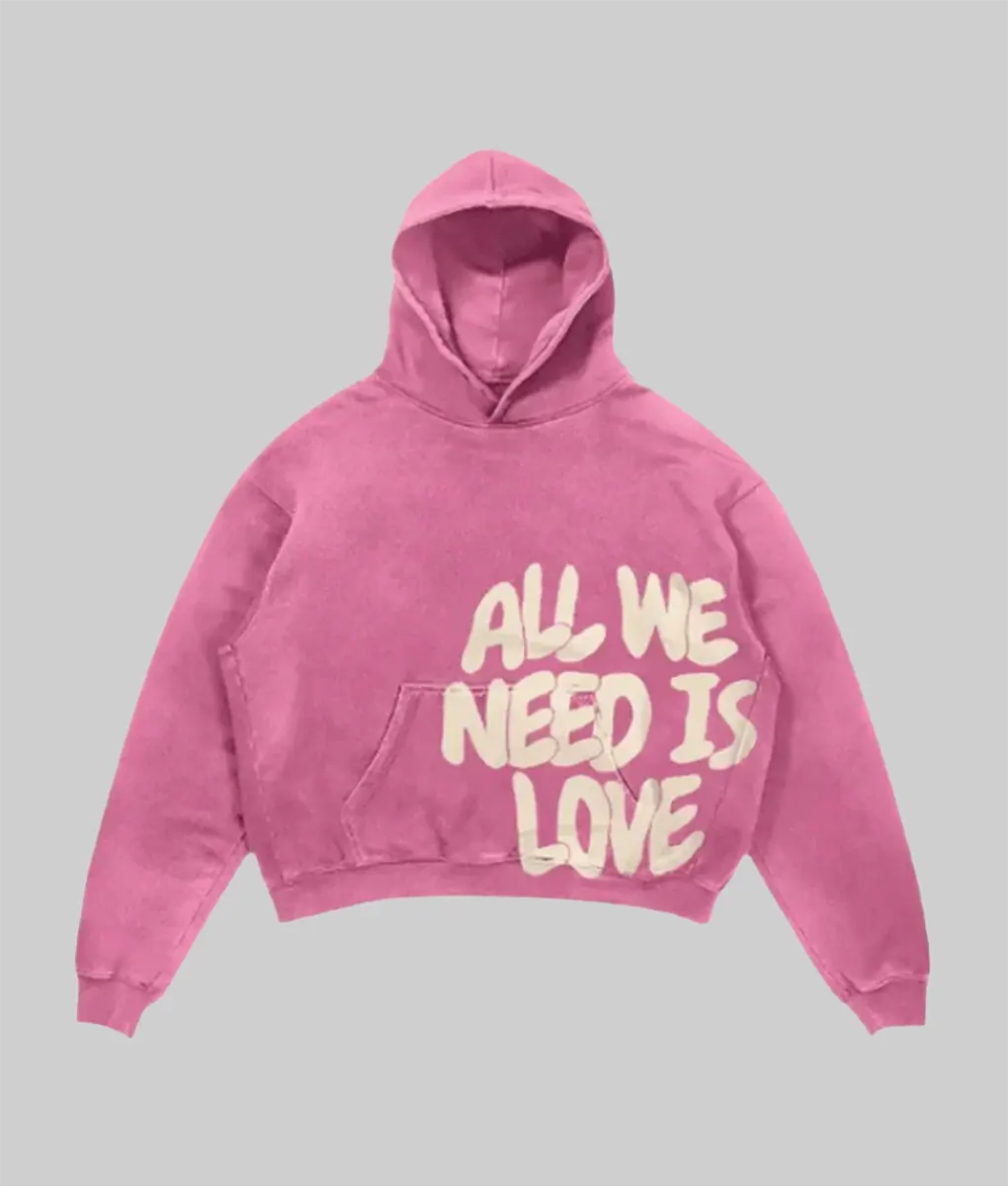 All We Need Is Love Oversized Hoodie - Pink