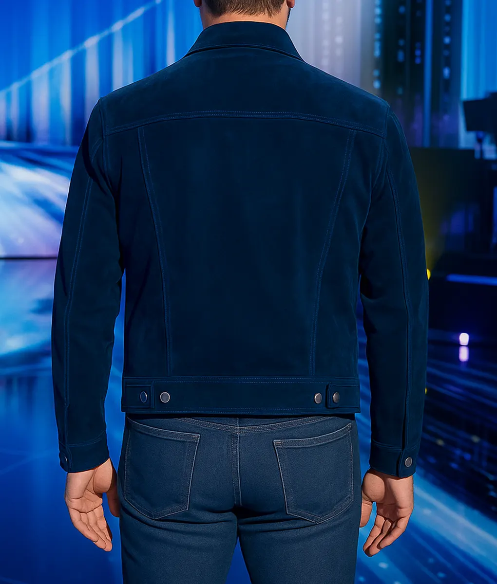 American Idol S23 Luke Bryan Blue Suede Jacket - Back