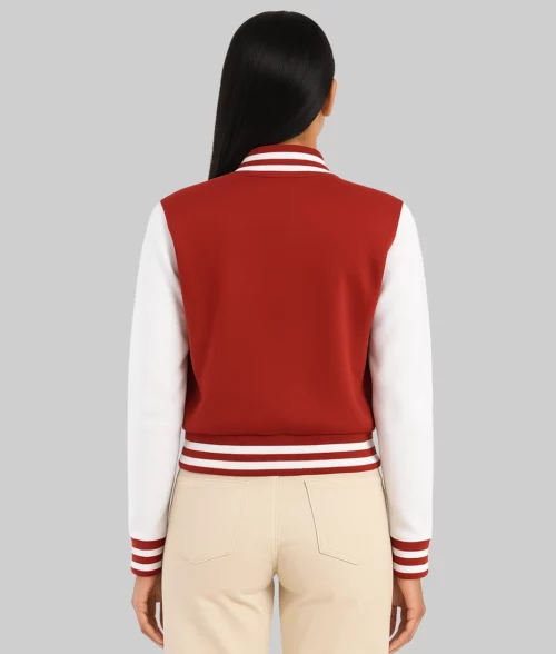 Clementine Red & White Varsity Jacket - Back