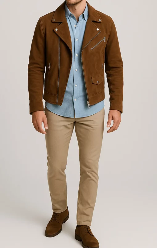 how to style a brown leather jacket